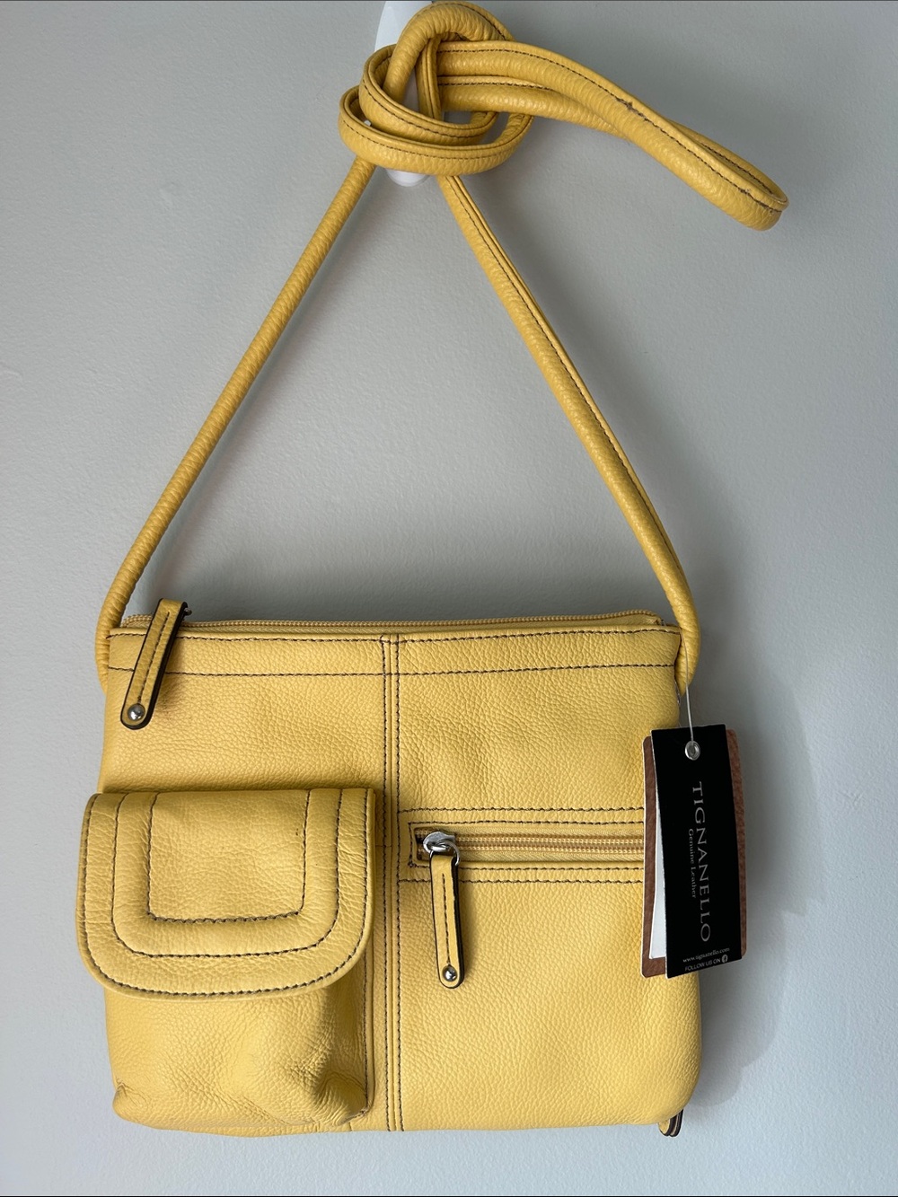 TIGNANELLO Multi Pocket Organizer Crossbody in Sunrise Yellow